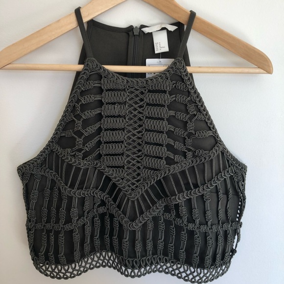 H&M Tops - H&M khaki green crop top size medium NWT
